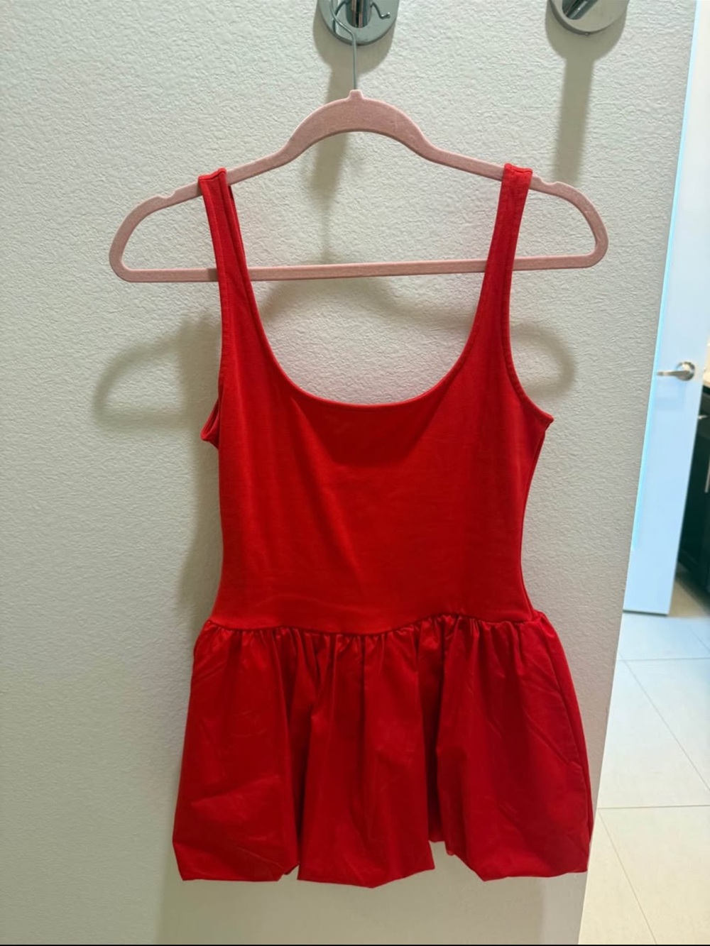 Mango Red Sleeveless Peplum Dress